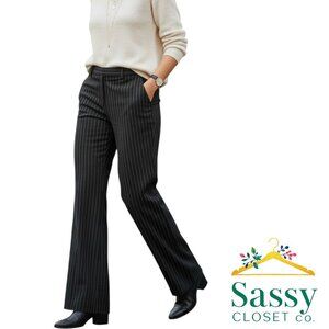 Lauren Ralph Lauren Andover Pinstripe Wide‑Leg Pants Black Sz 14 EUC